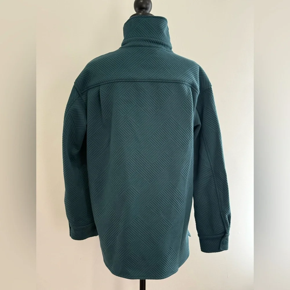 Christopher&Banks M Teal Snap Down Quilted Jacket w Pockets 852